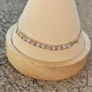 Gold and Baby Pink Beaded Bracelet Chain Women's Jewelry Simple Dainty